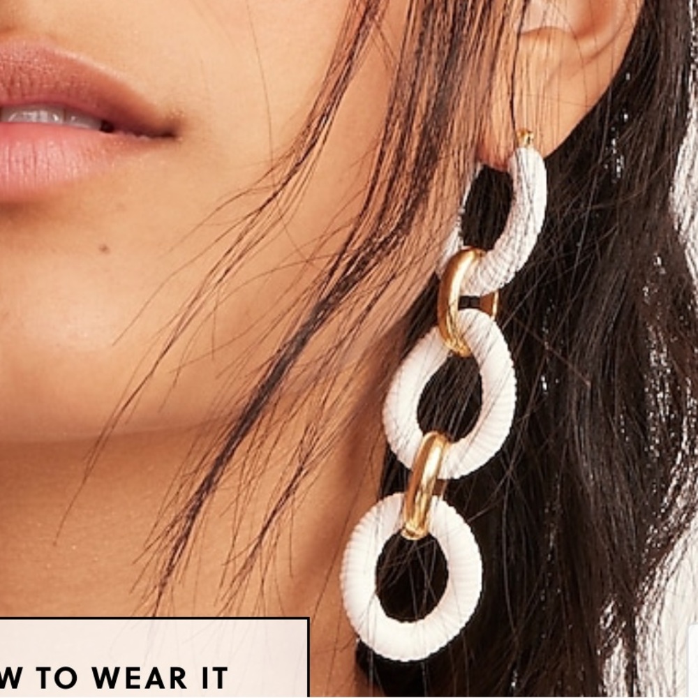 J.Crew Cotton raffia-wrapped chain earrings - Picture 5 of 13